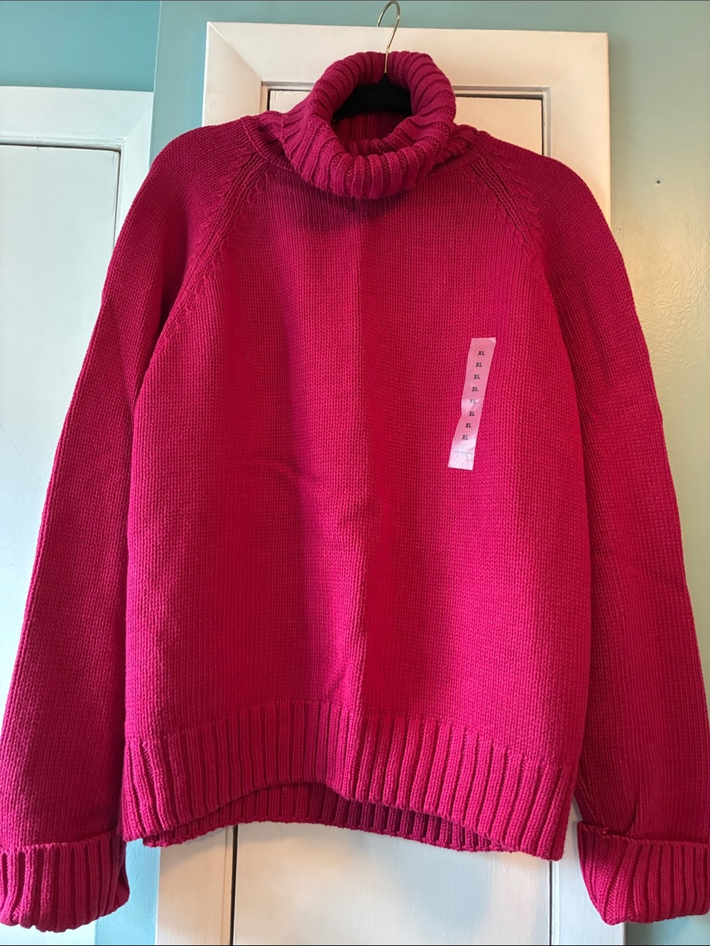 Calvin Klein Jeans Fuchsia Ribbed Cowl Neck Sweater